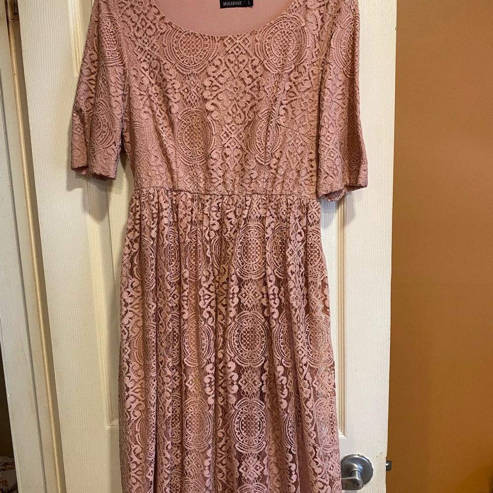 Max Studio Blush Lace Midi Dress